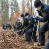 Polizisten durchsuchen ein Waldstück in Kipfenberg. Hier wurde im November 2021 ein menschlicher Knochen gefunden, der Sonja Engelbrecht zugeordnet werden konnte.