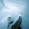 Unter der Gletscherzunge liegt eine der Touristenattraktionen der Schweizer Alpen. Seit 1870 wird hier jedes Jahr eine Höhle neu ins Eis geschlagen mit faszinierend blauen Wänden.