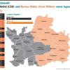 Im ersten Wahlgang der Dillinger Landratswahl ergab sich folgendes Bild im Landkreis Dillingen. Am 29. Mai entscheidet nun die Stichwahl, ob Markus Müller oder Christoph Mettel Landrat wird. 
