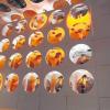 20 der neuen Agilus-Roboter von Kuka sind in in dieser Wand auf dem Messestand auf der Automatica in München in Aktion: Sie platzieren orangefarbene, transparente Scheiben in der Unternehmensfarbe vor den Luken. 