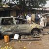 Ein zerstörter Wagen nach einem Anschlag der Islam-Fanatiker der Boko Haram in Nigeria.