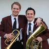 Martin Hutter (Flügelhorn und Trompete) und der Winterrieder Michael Müller (rechts, Euphonium) treten als Solisten bei einem Jubiläumskonzert zu Ehren von Ernst Mosch mit den Haseltaler Musikanten auf. 	