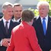 Bundeskanzlerin Angela Merkel mit US-Präsident Donald Trump (rechts) und dem belgischen König Philippe in Brüssel.