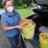 Sabine Witty aus Biburg war eine der Ersten, die ihre Äpfel zum Pressen brachte. Sie erwartete für sich 15 Liter an reinem Bio-saft aus dem eigenem Garten.