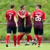Freude beim TSV Wertingen (von links): Christoph Müller, Christoph Prestel (Tore zum 1:0 und 2:0), Marcel Mayr (4:0), Marcel Gebauer. Foto: Georg Fischer