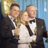 Den zweiten Oscar , wieder in der Kategorie "beste Schauspielern",  erhielt Jodie Foster für ihre Rolle als Agentin Clarice Starling in "Das Schweigen der Lämmer". Ebenfalls ausgezeichnet wurde Filmpartner Anthony Hopkins (rechts) und  Regisseur Jonathan Demme. 