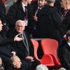 Gedenkfeier des FC Bayern München für Franz Beckenbauer in der Allianz Arena. Uli Hoeneß (l-r), Ehrenpräsident des FC Bayern, Markus Söder, bayerischer Ministerpräsident, und Frank-Walter Steinmeier, Bundespräsident sitzen auf der Tribüne, rechts kommt Bundeskanzler Olaf Scholz (SPD) an.