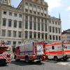 Die Augsburger Feuerwehr rückte zum Rathaus aus. Dort hatten Reinigungsarbeiten den Rauchwarnmelder ausgelöst.