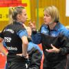 Maria Krazelova hatte zu große Probleme mit den guten Aufschlägen ihrer Gegnerin. Da verhalfen auch die Tipps ihrer Trainerin Katrin Meyerhöfer nicht zum Erfolg. 	 	