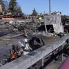 Bei dem ersten Unfall auf der A 96 brannten zwei Lastwagen aus.