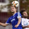 Wenn die Illertisser (links Daniel Lang) gegen den 1. FC Nürnberg II (rechts Manuel Feil) gewinnen wollen, müssen sie insgesamt eine Topleistung abliefern und nicht nur möglichst viele Kopfballduelle für sich entscheiden.