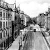 Postkarte von 1937: Die Bismarckstraße wird von der Straßenbahn befahren.