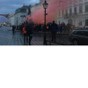 Feiernde Galatasaray-Fans zündeten in der Augsburger Innenstadt Bengalos. 