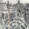 Bei der „Faschings-Schlittenfahrt auf dem Perlach“ von 1616 handelt es sich um ein buntes Treiben, wie es in der Gegenreformation in Städten im süddeutschen Raum inszeniert wurde.