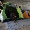 Flüchtlingsalltag: Lesestunde im  Zelt eines Iraners, der im Hafen von Piräus abwartet, was die nähere Zukunft bringen wird.