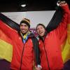 Tobias Wendl (l) und Tobias Arlt feierten am Mittwochabend im Deutschen Haus ihr Doppelsitzer-Gold. Die Chancen der deutschen Athleten auf olympische Medaillen sind am Freitag eher klein.