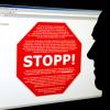 Website des Bundeskriminalamtes mit einem Stoppschild für eine Seite mit kinderpornografischen Inhalten. 