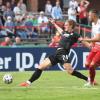 07.08.2021, Mecklenburg-Vorpommern, Greifswald: Fußball: DFB-Pokal, Greifswalder FC - FC Augsburg, 1. Runde, im Volksstadion. Rudolf Sanin r von Greifswalder FC und Augsburgs Fredrik Jensen kämpfen um den Ball. WICHTIGER HINWEIS: Gemäß den Vorgaben der DFL Deutsche Fußball Liga bzw. des DFB Deutscher Fußball-Bund ist es untersagt, in dem Stadion und/oder vom Spiel angefertigte Fotoaufnahmen in Form von Sequenzbildern und/oder videoähnlichen Fotostrecken zu verwerten bzw. verwerten zu lassen. Foto: Stefan Sauer/dpa - WICHTIGER HINWEIS: Gemäß den Vorgaben der DFL Deutsche Fußball Liga bzw. des DFB Deutscher Fußball-Bund ist es untersagt, in dem Stadion und/oder vom Spiel angefertigte Fotoaufnahmen in Form von Sequenzbildern und/oder videoähnlichen Fotostrecken zu verwerten bzw. verwerten zu lassen. +++ dpa-Bildfunk +++