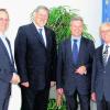 Europa näher bringen wollten (von links): CSU-Kreisvorsitzender Thorsten Freudenberger, Bürgermeister Karl Janson, MdEP Markus Ferber und Landrat Erich Josef Geßner. Foto: ub
