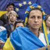 Ukrainer hielten heute eine Kundgebung vor dem Sitz des Europäischen Rates ab. Seit heute ist das osteuropäische Land EU-Beitrittskandidat. 