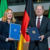"Deutschland ist ein verlässlicher Partner", sagt die italienische Ministerpräsidentin Giorgia Meloni bei einem Besuch bei Bundeskanzler Olaf Scholz in Berlin.