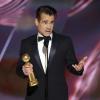 Colin Farrell mit dem Preis für den besten Schauspieler während der Verleihung der 80. Golden Globe Awards im Beverly Hilton Hotel.