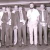 Ein Bild aus alten Tagen bei den Karlshulder Keglern: SVK-Vorsitzender Karl Vollmeier (rechts) gratulierte 1982 der Herrenmannschaft zum Aufstieg in die Landesliga Süd.  	