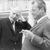 FDP-Chef Walter Scheel und Bundesaußenminister Willy Brandt 1968 bei einem Gespräch in Bonn. 