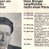 „Dem Bürger verpflichtet – nicht einer Partei“: Mit diesem Slogan warb die FWG 1976 für ihren Bürgermeister-Kandidaten Berthold Heinlein.