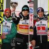 Markus Eisenbichler, Ryoyu Kobayashi und Stefan Kraft sprangen in Oberstdorf auf das Podest. 