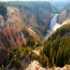 Der Yellowstone River ist der Namensgeber des ältesten Nationalparks der Welt. Hier rauscht der Fluss spektakulär über die Lower Falls in die Tiefe.  