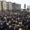 Zahlreiche Menschen versammelten sich auf dem Puschkin-Platz in Moskau um gegen Nawalnys Festnahme zu protestieren.