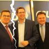 Kaufbeurens Oberbürgermeister Stefan Bosse und der CSU-Bundestagsabgeordnete Stephan Stracke (von rechts) kritisieren den Parteiwechsel des früheren Wirtschaftsministers Franz Josef Pschierer scharf.