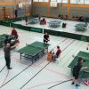 Teilnehmerrekord beim Ursberger Tischtennisturnier: 96 Spielerinnen und Spieler traten an zwölf Platten gegeneinander an. 	