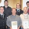 Ehrende und Geehrte bei der Freiwilligen Feuerwehr Erlingen (von links): Vorsitzender Jürgen Weber, Wolfgang Pötzl, Dieter Hörmann, Kommandant Joachim Ziegler, Reinhard Reiling und Bürgermeister Michael Higl.