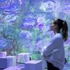 Eine Mitarbeiterin steht in der multimedialen Ausstellung «Monets Garten».