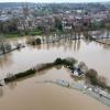 Der Worcestershire Cricket Ground ist nach starken Regenfällen überschwemmt.