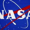 Das Logo der NASA am Johnson Space Center in Houston, Texas. 