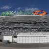 Die Fassade der WWK-Arena in Augsburg ist noch nicht ganz fertig. 