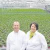Das Bild zeigt die Firmeninhaber Richard und Andrea Ritter inmitten ihrer Pflanzenproduktion.  