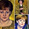 Der Bildgenerator Stable Diffusion erstellt innerhalb weniger Sekunden alle erdenklichen Motive. Hier Porträts von Angela Merkel im Stil des Künstlers Gustav Klimt. 