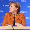 Ernste Miene: Die Kanzlerin und CDU-Chefin bei einer Pressekonferenz. Foto: Tobias Hase