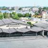 Große Buchstaben kennzeichnen die Halle im Buchloer Westen als Schwabenhalle der AHG. 