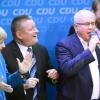 Die Wahlparty der CDU: Angela Merkel, Hermann Gröhe, Volker Kauder, Ronald Pofalla (von links nach rechts). Unionsfraktionschef Kauder sagte nun: "Mit uns gibt es keine Steuererhöhungen."