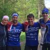 Erschöpft, aber glücklich nach dem Duathlon: (von links) Bettina Bigelmayr, Matthias Bigelmayr, Stefan Weber und Rainer Hartmann.  	