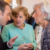 Frankreichs Präsident Emmanuel Macron mit Bundeskanzlerin Angela Merkel (Mitte) und der künftigen EZB-Chefin Christine Lagarde.