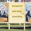 Erich Püttner sagt Danke: Auf seinen Wahlplakaten – hier am Kreisverkehr an der Bayernstraße – ist das Stichwahlergebnis vom Sonntag zu lesen. 