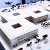 Das Modell zeigt, wie das neue Gersthofer Paul-Klee-Gymnasium einmal aussehen soll. Rechts ist die Dreifachturnhalle.
