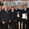 Ehrungen bei der Feuerwehr Diemantstein/Warnhofen (von links): Zweiter Bürgermeister Stephan Herreiner, Kreisbrandrat Frank Schmidt, ehemaliger Kreisbrandmeister Michael Klarmann, neuer Kreisbrandmeister Jürgen Schäferling, Zweite Vorsitzende Andrea Martin, Erster Kommandant Andreas Sandmaier, Zweiter Kommandant Martin Weißenburger, Robert Meyer, Schriftführer Klaus Sandmaier und Erster Vorsitzender Josef Ottner.  	 	