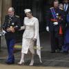 Fürst Albert von Monaco und seine Frau Fürstin Charlene kommen vor der Krönungszeremonie in der Westminster Abbey an.